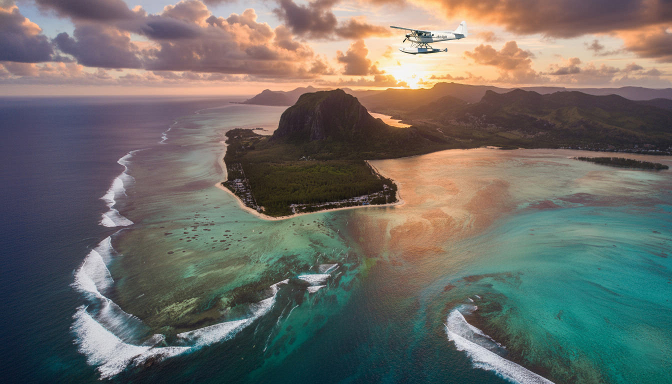Vue aérienne Île Maurice Morne Brabant